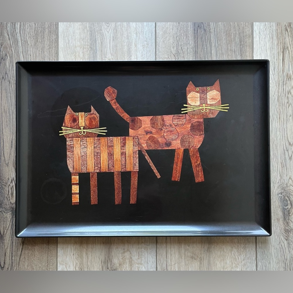 COUROC CATS 🐈🐈 Vintage Handcrafted 1960’s Serving Tray